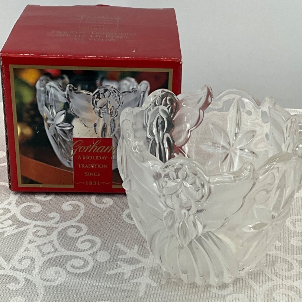 Gorham Angels Of‎ Peace Crystal Votive Candle Holder